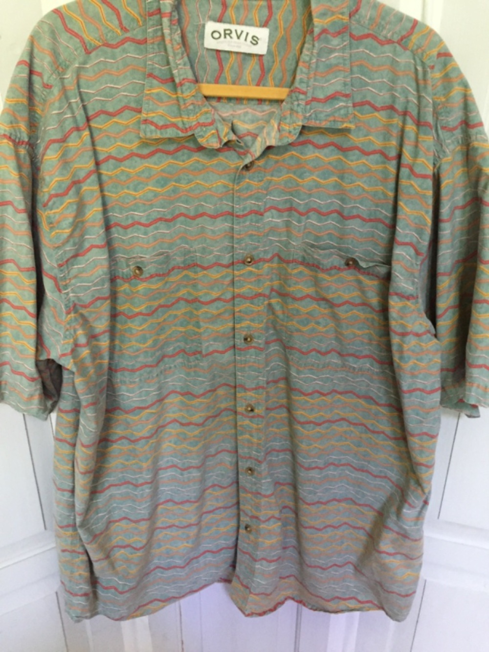 Orvis Multicolor Wave-Pattern Casual Button-Down Shirt - Picture 3 of 16